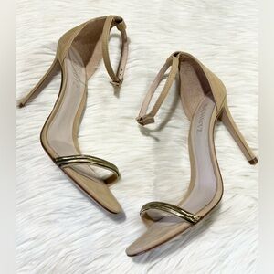 Schutz Coleen Suede Gold‎ Chain Link Heels in Beige 9